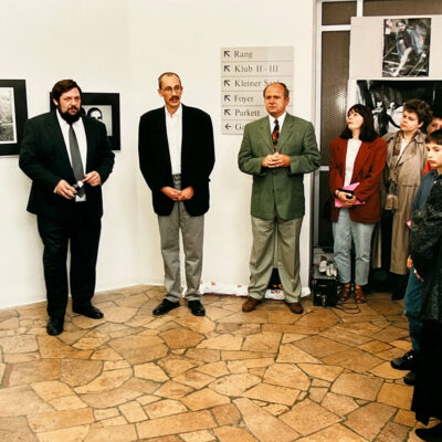 01.09.1996: Ausstellungseröffnung 20 Jahre Fotoclub Kontrast Suhl im Haus Philharmonie: Matthias Rolfs, Günter Giese, Eckhardt Schön, Siegfried Landgraf, Klaus Wöhner