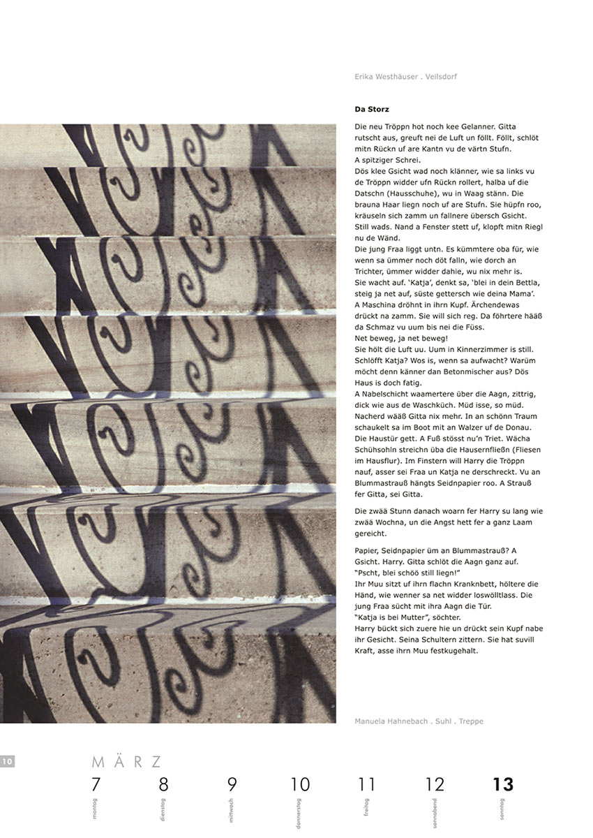 2004-Literaturkalender-Thueringer-Ansichten-2005-10 Da Storz (Text: Erika Westhäuser) | Treppe (Foto: Manuela Hahnebach) . Literaturkalender Thüringer Ansichten 2005
