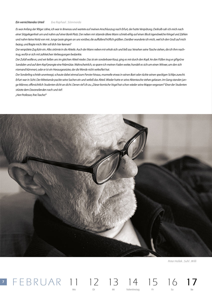 2007-Literaturkalender-Thueringer-Ansichten-2008-07 Ein vernichtendes Urteil (Text: Eva Raphael) | Willi (Foto: Peter Hollek) . Literaturkalender Thüringer Ansichten 2008