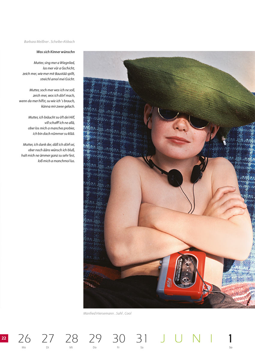 2007-Literaturkalender-Thueringer-Ansichten-2008-22 Wos sich Kinner wünschn (Text: Barbara Meißner) | Cool (Foto: Manfred Hiersemann) . Literaturkalender Thüringer Ansichten 2008