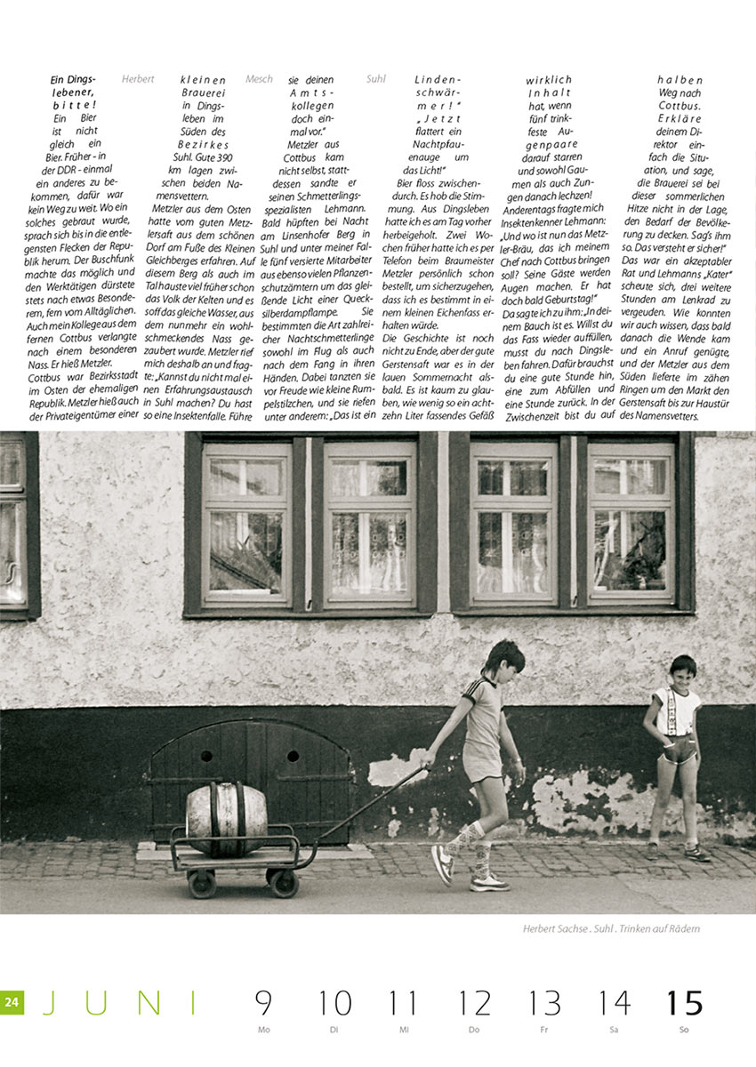 2007-Literaturkalender-Thueringer-Ansichten-2008-24 Ein Dingslebener, bitte (Text: Herbert Mesch) | Trinken auf Rädern (Foto: Herbert Sachse) . Literaturkalender Thüringer Ansichten 2008