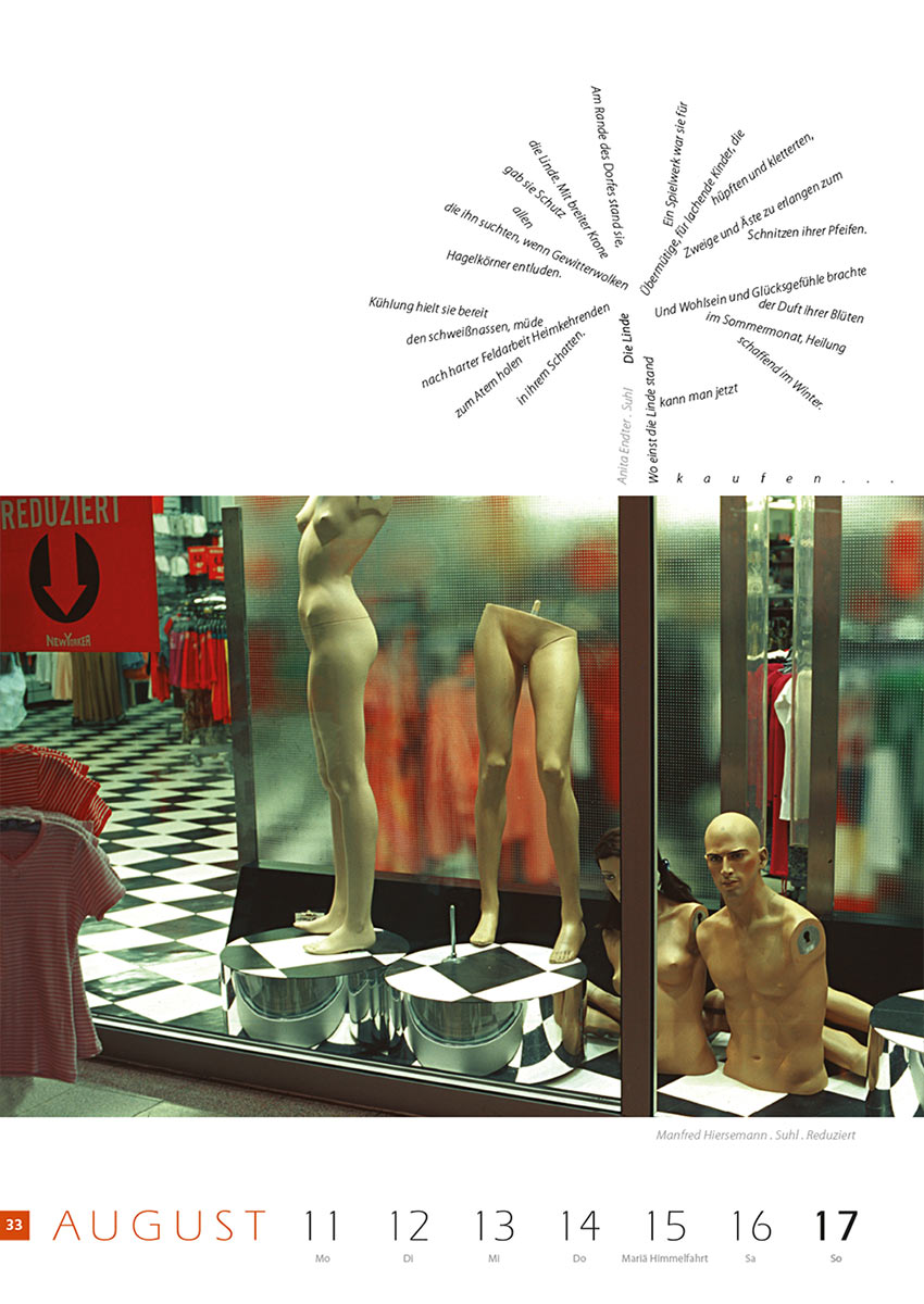 2007-Literaturkalender-Thueringer-Ansichten-2008-33 Die Linde (Text: Anita Endter) | Reduziert (Foto: Manfred Hiersemann) . Literaturkalender Thüringer Ansichten 2008