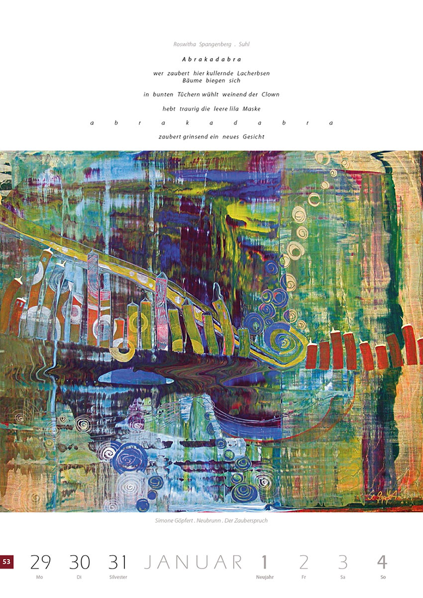 2007-Literaturkalender-Thueringer-Ansichten-2008-53 Abrakadabra (Text: Roswitha Spangenberg) | Der Zauberspruch (Bild: Simone Göpfert) . Literaturkalender Thüringer Ansichten 2008