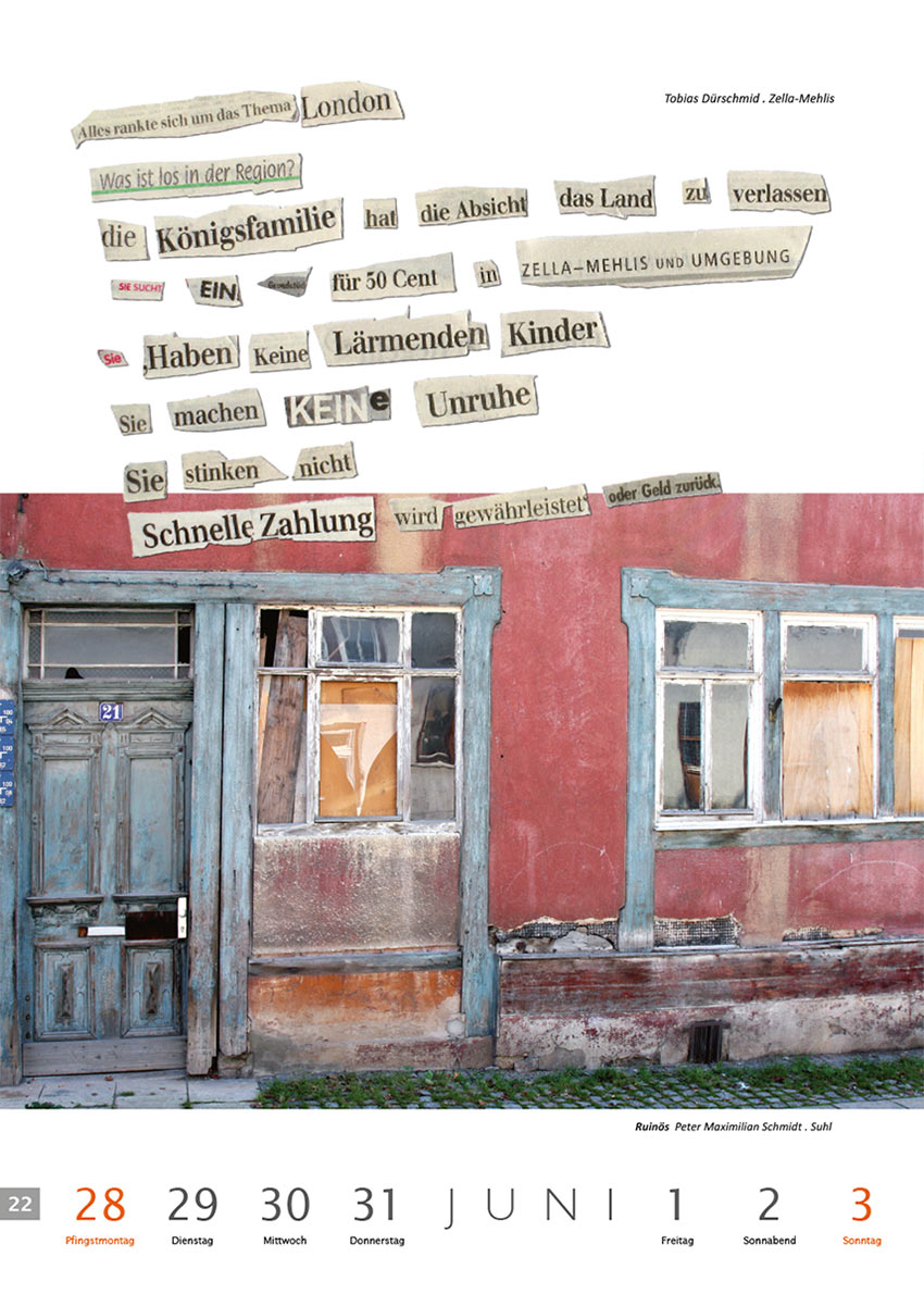 2011-Literaturkalender-Thueringer-Ansichten-2012-22 Alles rankt sich um das Thema London (Text: Tobias Dürschmid) | Ruinös (Foto: Peter Maximilian Schmidt) . Literaturkalender Thüringer Ansichten 2012