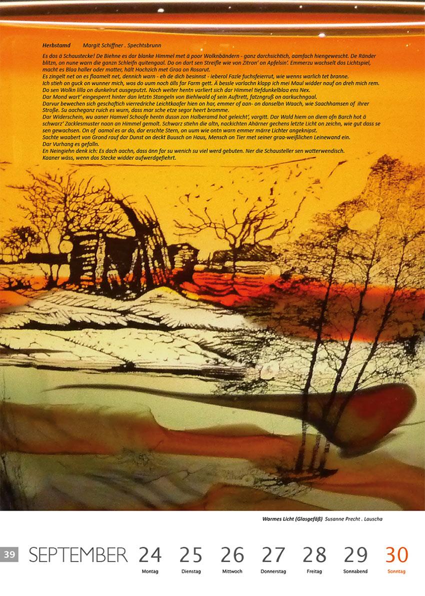 2011-Literaturkalender-Thueringer-Ansichten-2012-39 Herbstamd (Text: Margit Schiffner) | Warmes Licht (Glasgefäß: Susanne Precht) . Literaturkalender Thüringer Ansichten 2012