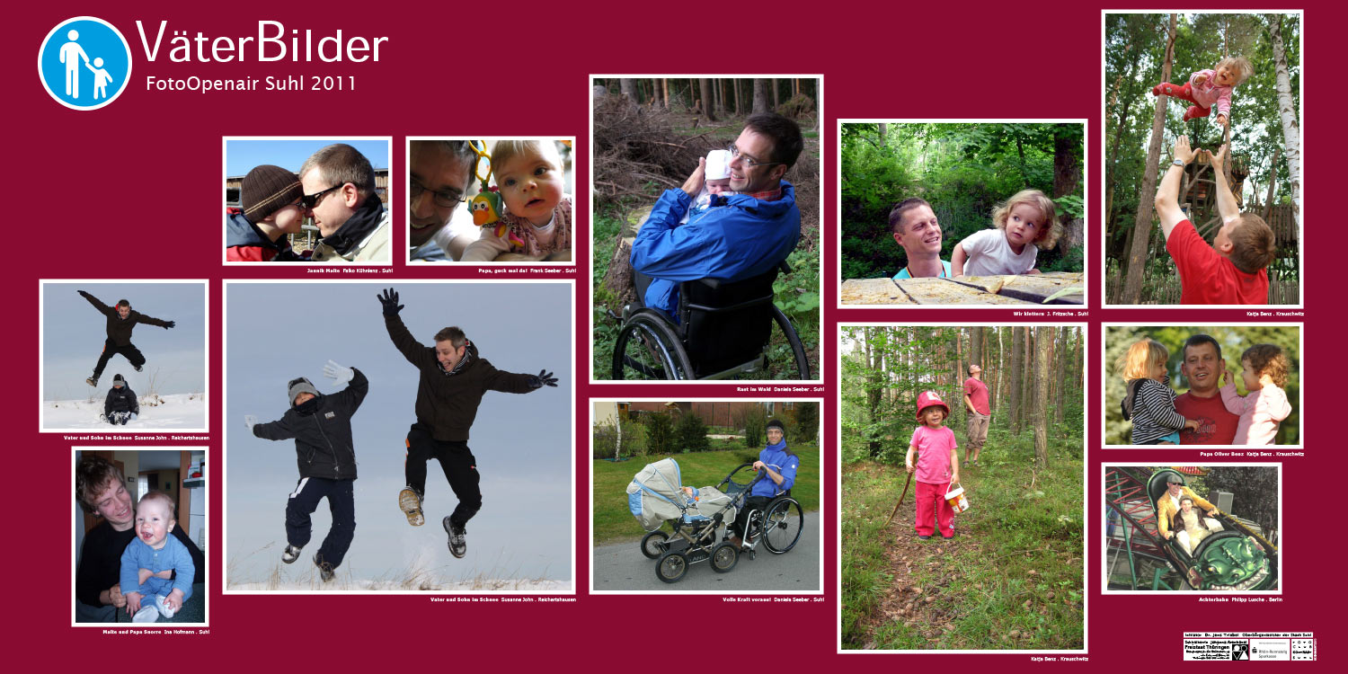 Ausstellung "VäterBilder": Falco Kühnlenz, Frank & Daniela Seeber, J. Fritzsche, Katja Benz, Susanne John, Ina Hofmann, Philipp Lusche . Foto Openair Suhl 2011