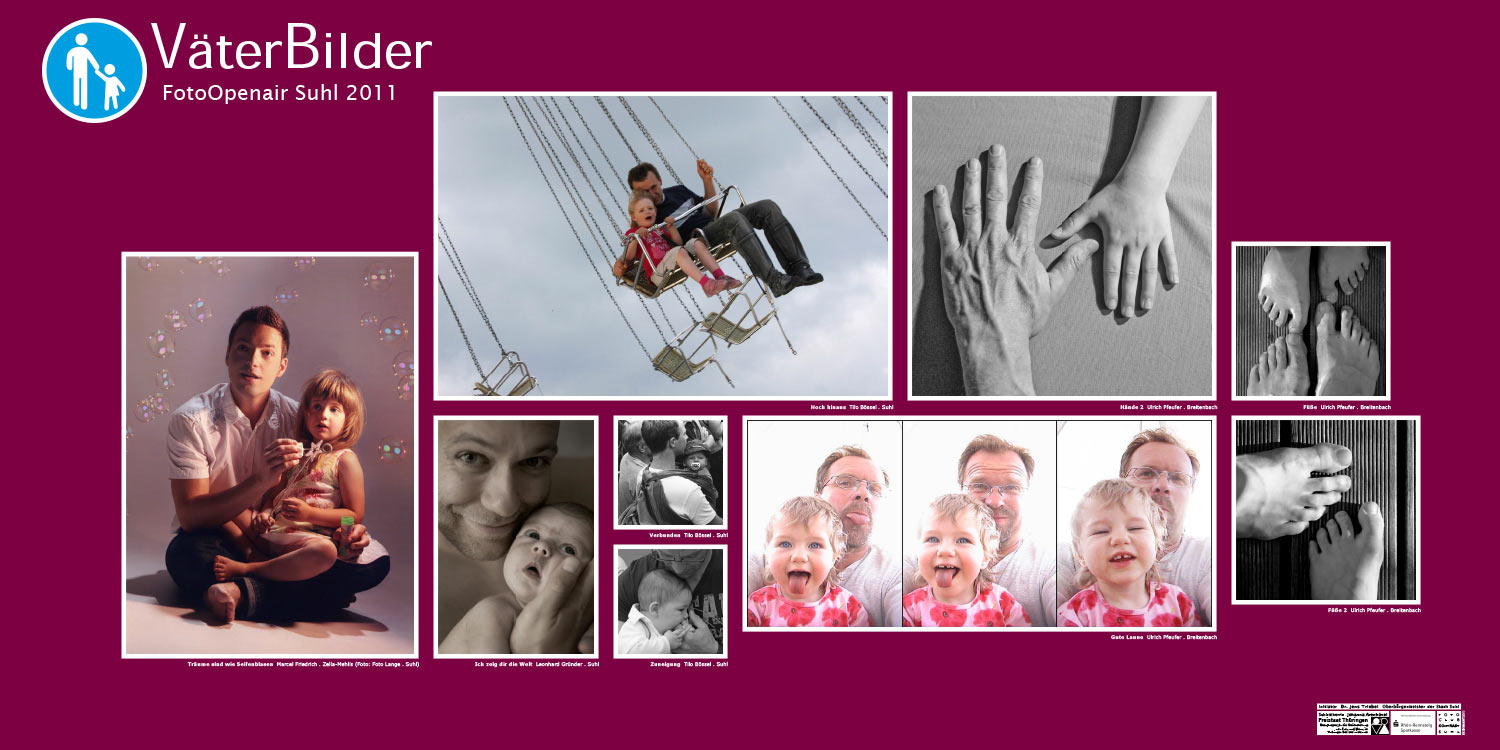 Ausstellung "VäterBilder": Tilo Bössel, Ulrich Pfeufer, Foto Lange, Leonhard Gründer . Foto Openair Suhl 2011