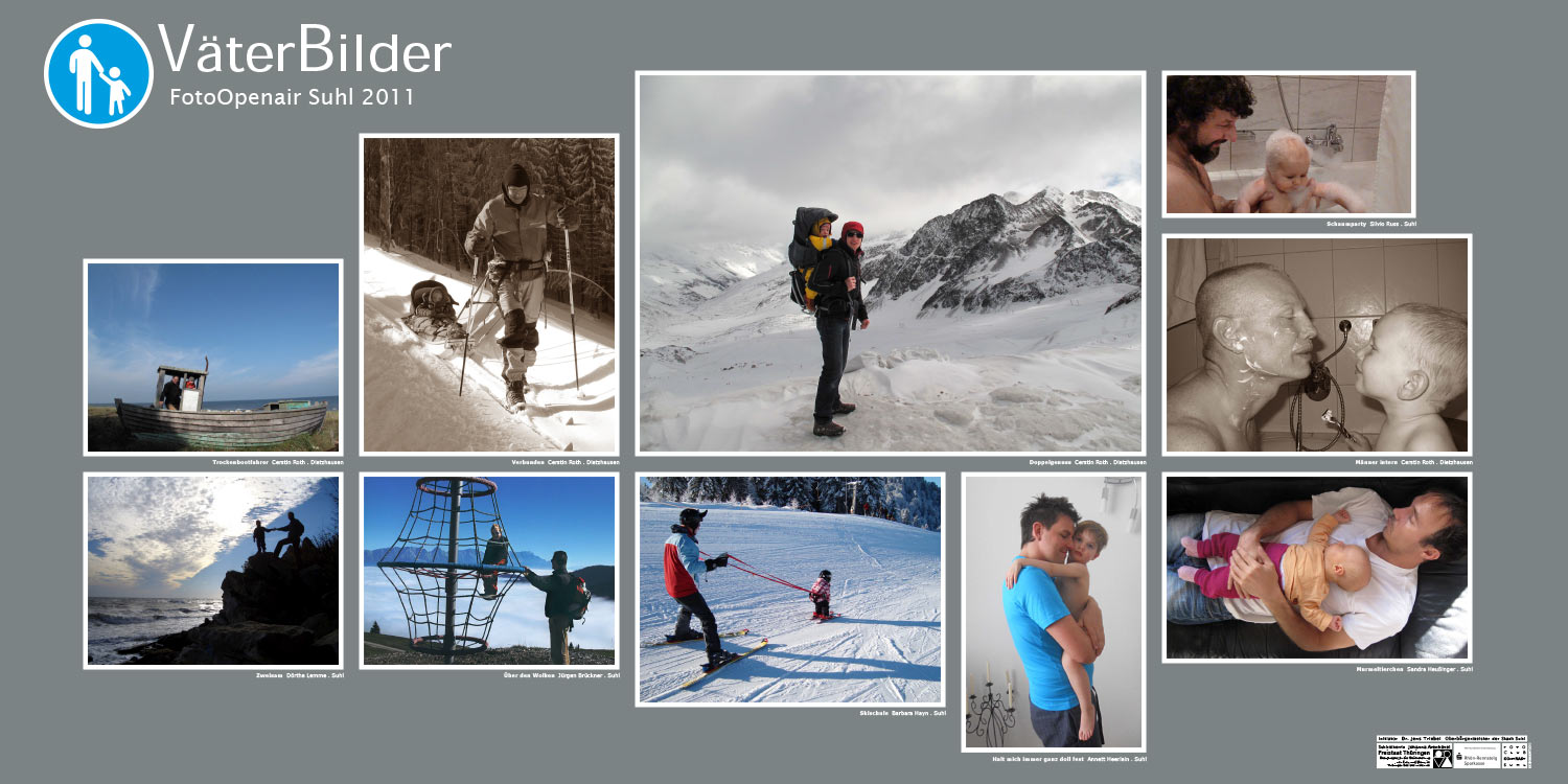 Ausstellung "VäterBilder": Cerstin Roth, Silvio Russ, Dörthe Lemme, Jürgen Brückner, Barbara Hayn, Annett Heerlein, Sandra Heußinger . Foto Openair Suhl 2011