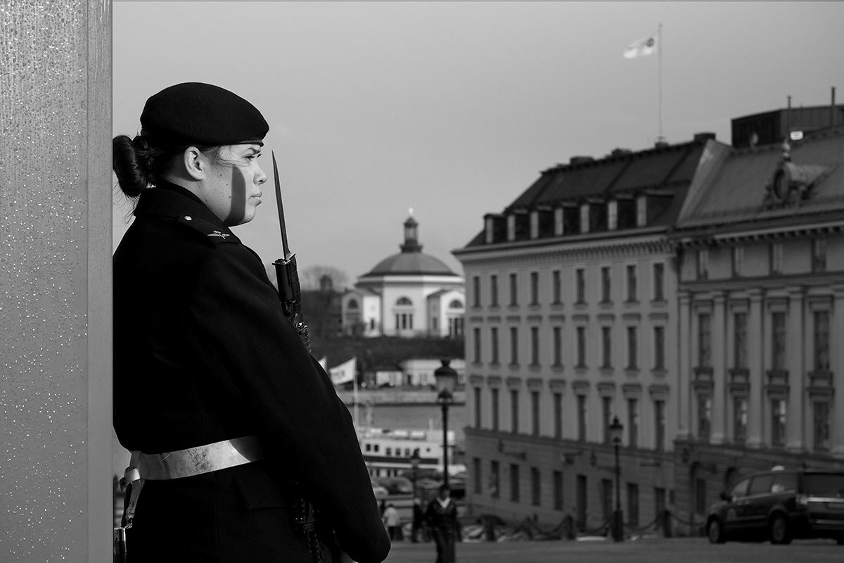 Palastwache in Stockholm (Foto: Manuela Hahnebach)