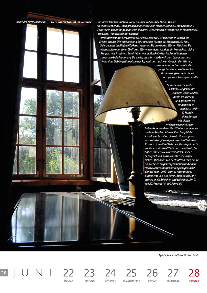 Herr Winter kommt im Sommer (Text: Bernhard Kirfel) | Spielsalon (Foto: Karl-Heinz Richter) . Literaturkalender Thüringer Ansichten 2015