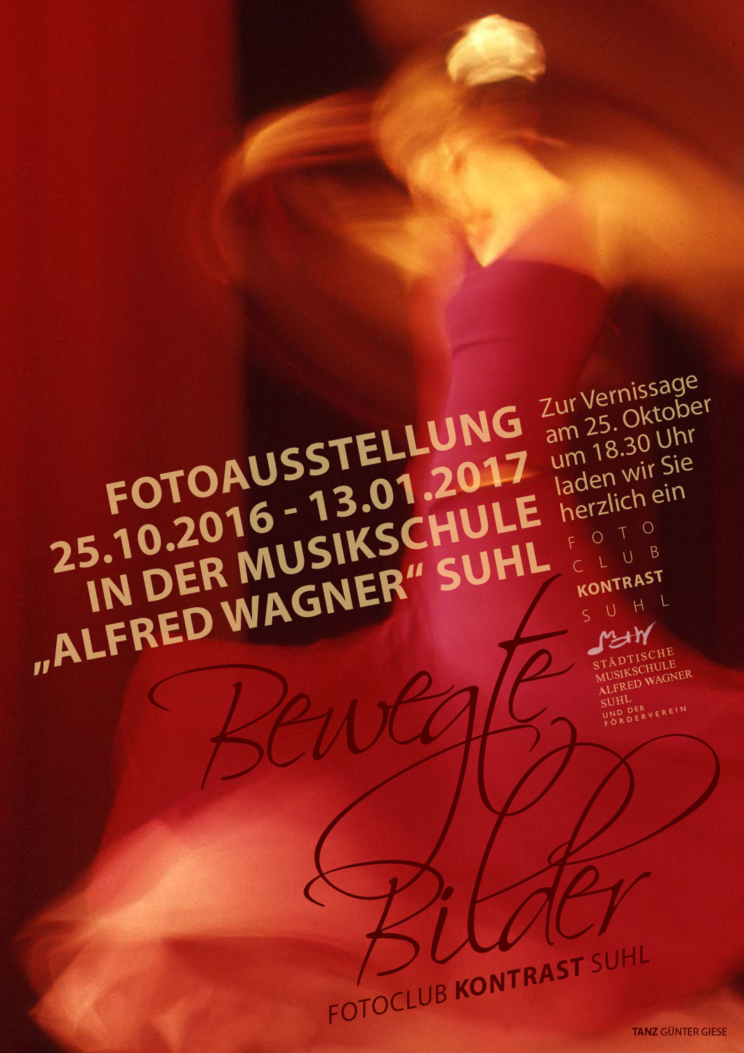 Fotoausstellung "Bewegte Bilder" (Plakat) . Fotoclub Kontrast Suhl . Musikschule Suhl . 2016 (Foto: Günter Giese, Gestaltung: Andreas Kuhrt)