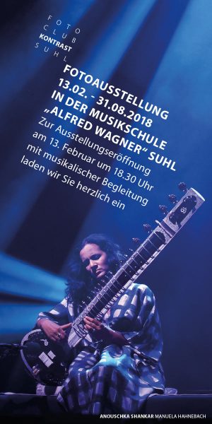 MusikFoto . Flyer zur Fotoausstellung 2018 Fotoclub Kontrast Suhl . Musikschule Suhl