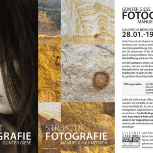 <b>28.01.-28.03.2022</b> <i>Fotoausstellung</i> Günter Giese + Manuela Hahnebach <i>Bürgerhaus Zella-Mehlis</i>