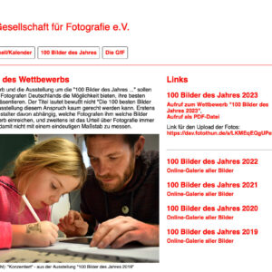 <b>30.06.2024</b> Einsendeschluss „100 Bilder des Jahres 2023“ verlängert