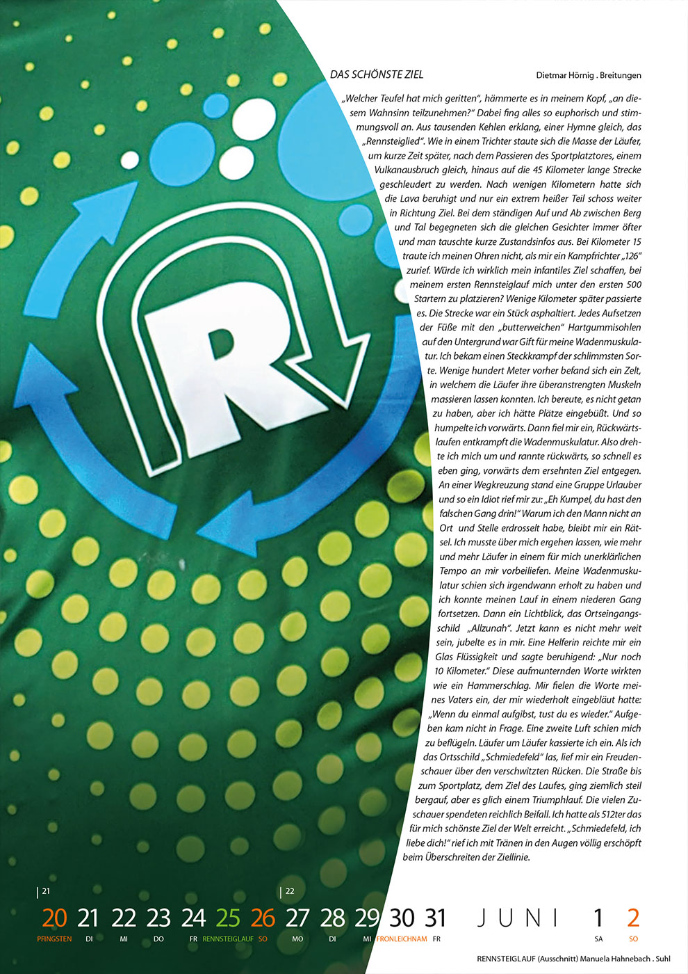 2024-literaturkalender-thueringer-ansichten-13 Literaturkalender Thüringer Ansichten 2024: Dietmar Hörnig: Das schönste Ziel | Manuela Hahnebach: Rennsteiglauf (Gestaltung: Designakut 2023)