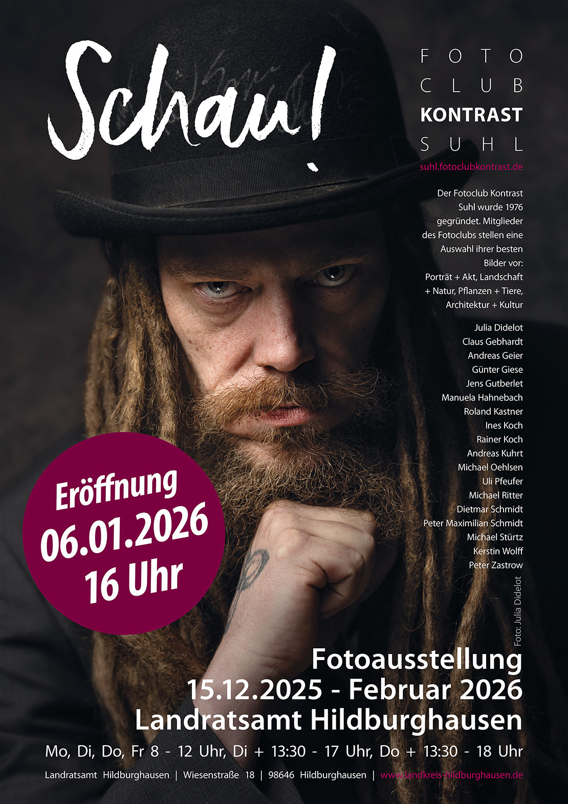 15.12.2025 - Februar 2026: Fotoclubausstellung Schau! im Landratsamt Hildburghausen (Plakat)