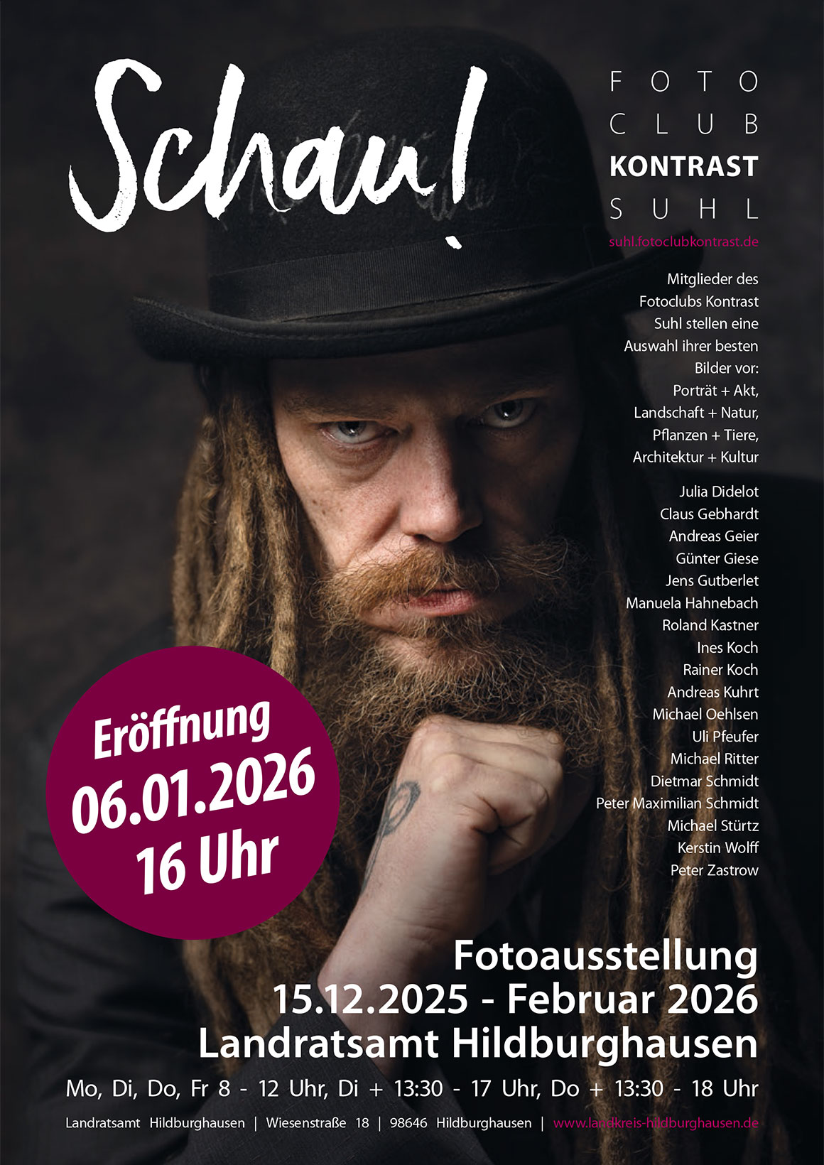 15.12.2025 - Februar 2026: Fotoclubausstellung Schau! im Landratsamt Hildburghausen (Plakat)