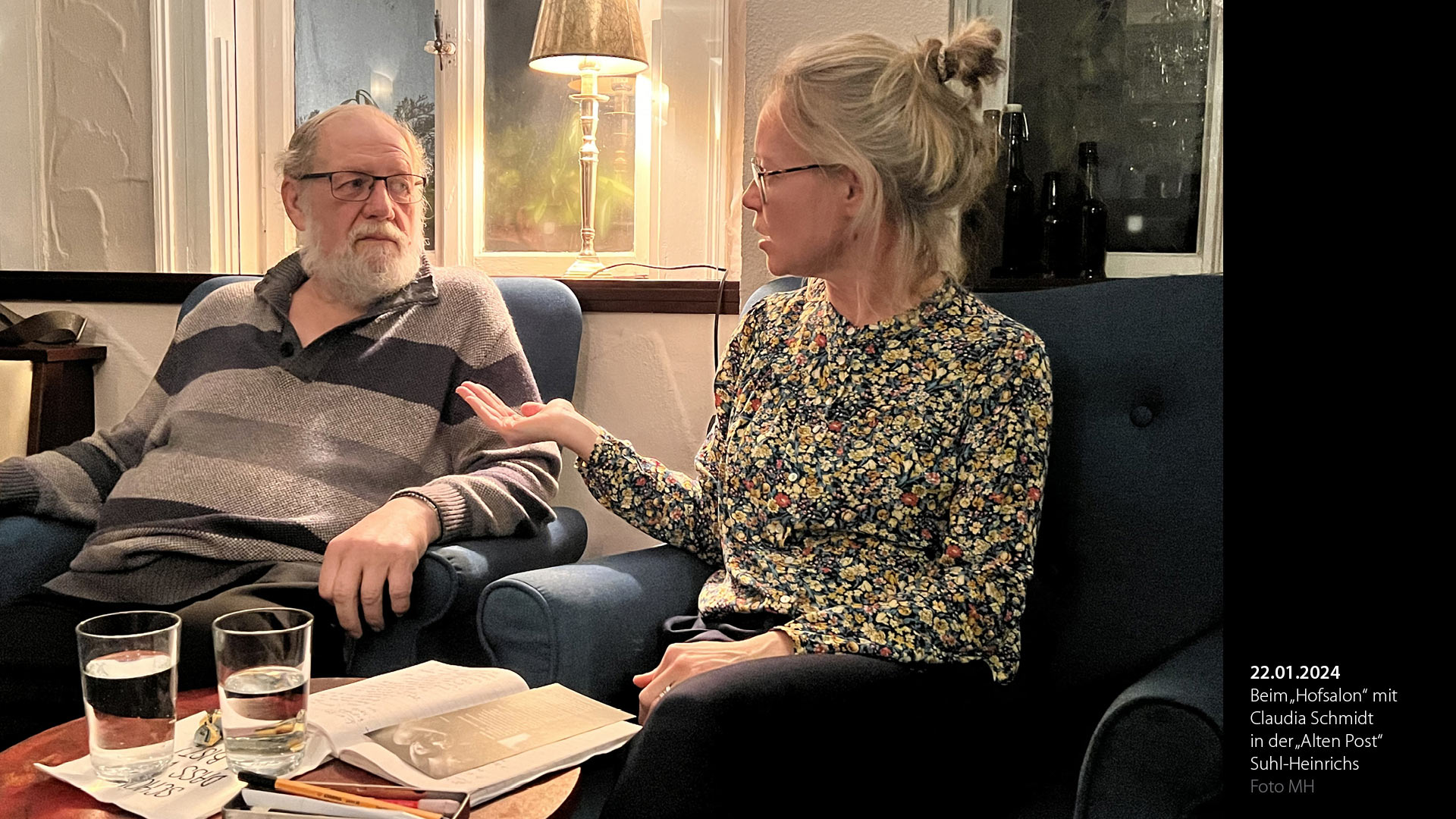 Günter Giese im Porträt beim "Hofsalon" mit Claudia Schmidt in der "Alten Post" Suhl-Heinrichs (22.01.2024, Foto: Manuela Hahnebach)