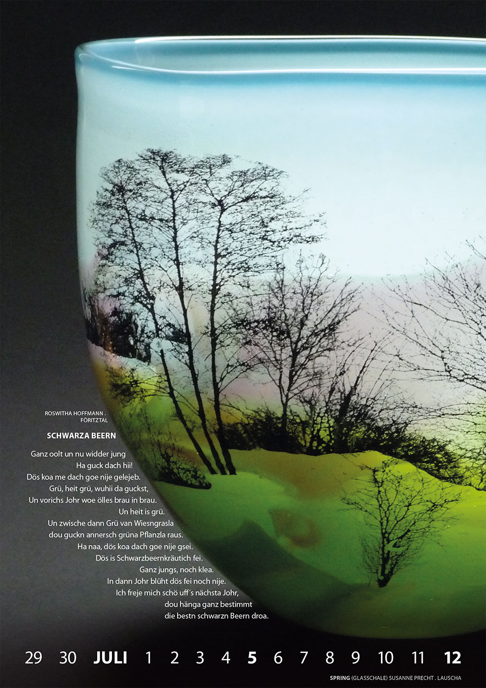 Literaturkalender Thüringer Ansichten 2026 (Glasgestaltung: Susanne Precht, Gestaltung: Designakut 2025)