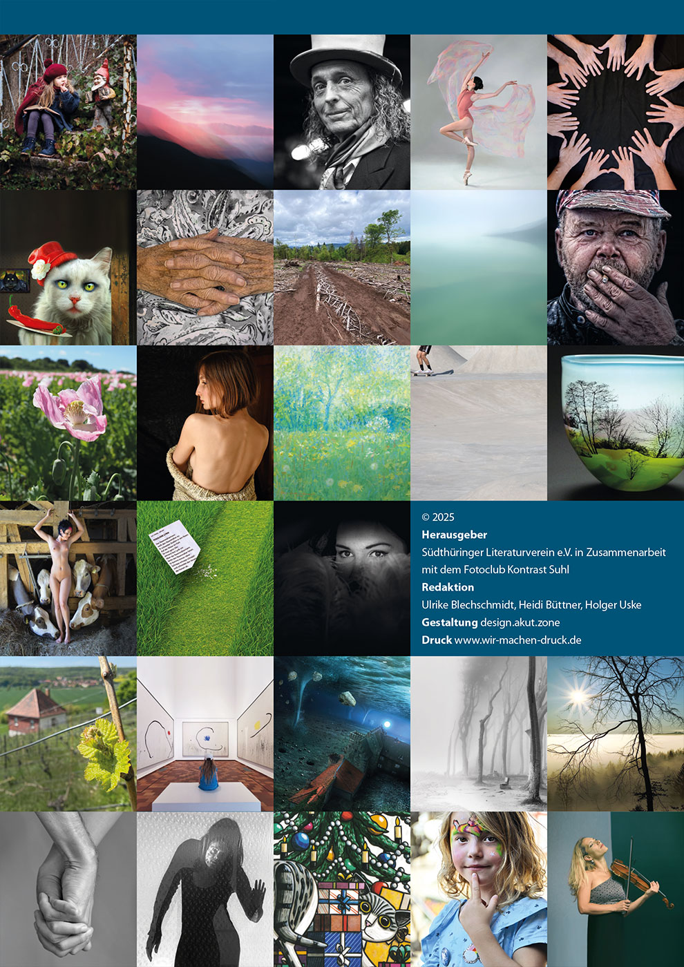 Literaturkalender Thüringer Ansichten 2026: Bildübersicht, Impressum (Gestaltung: Designakut 2025)