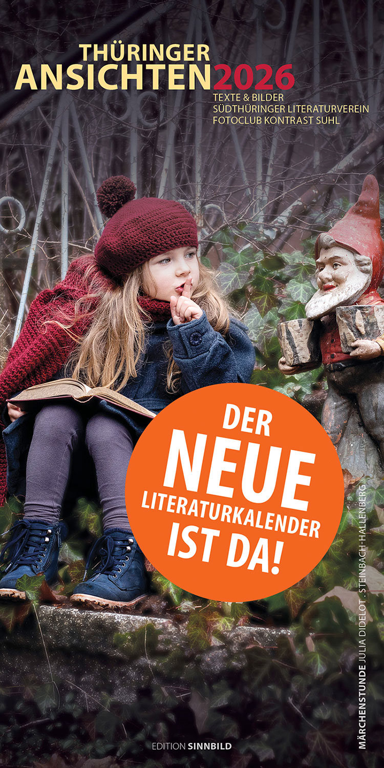 Literaturkalender Thüringer Ansichten 2026: Einladungskarte Premiere (Foto: Julia Didelot, Gestaltung: Designakut)