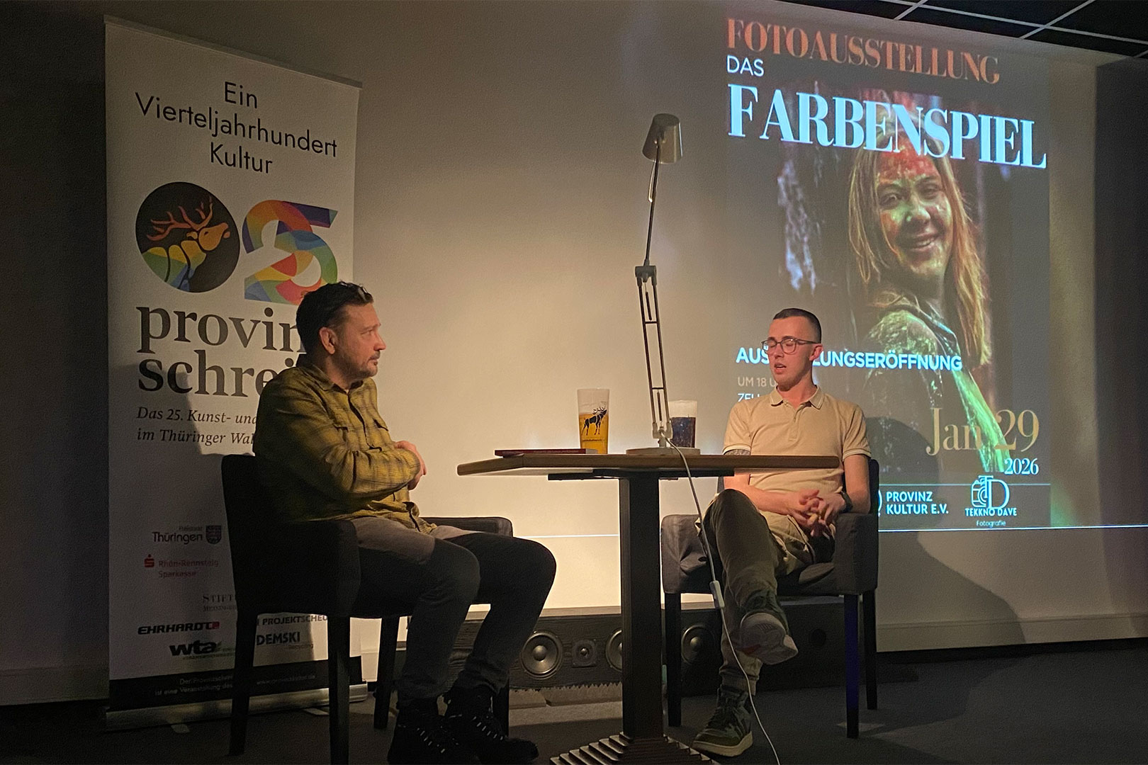 StuKi Zella-Mehlis 29.01.2026: Ausstellungseröffnung David Schütt "Das Farbenspiel": Hendrik Neukirchner und David Schütt (Foto: Andreas Kuhrt)