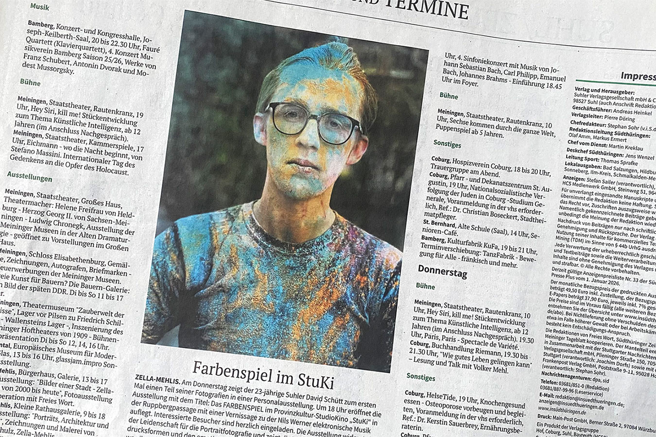 Fotoausstellung: David Schütt "Farbenspiel", StuKi Zella-Mehlis (Eröffnung: 29.01.2026, 18 Uhr)